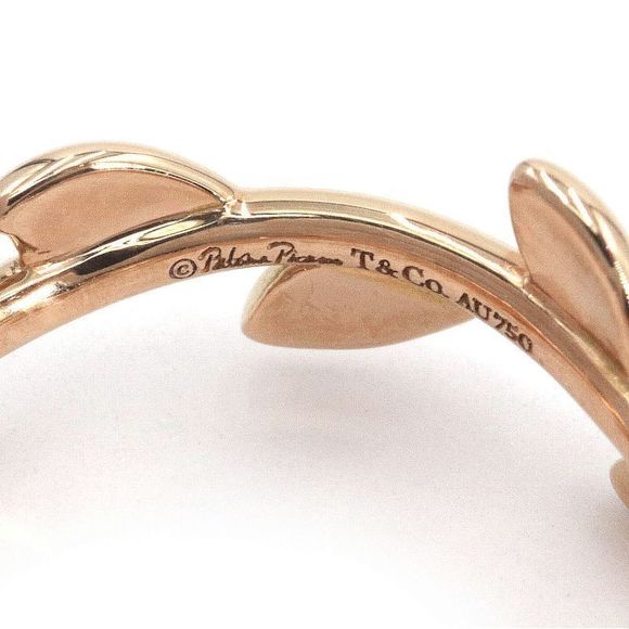 Tiffany & Co. Olive Leaf Band Ring Size 8.5 K18PG Paloma Picasso Pink Gold - Picture 3 of 5